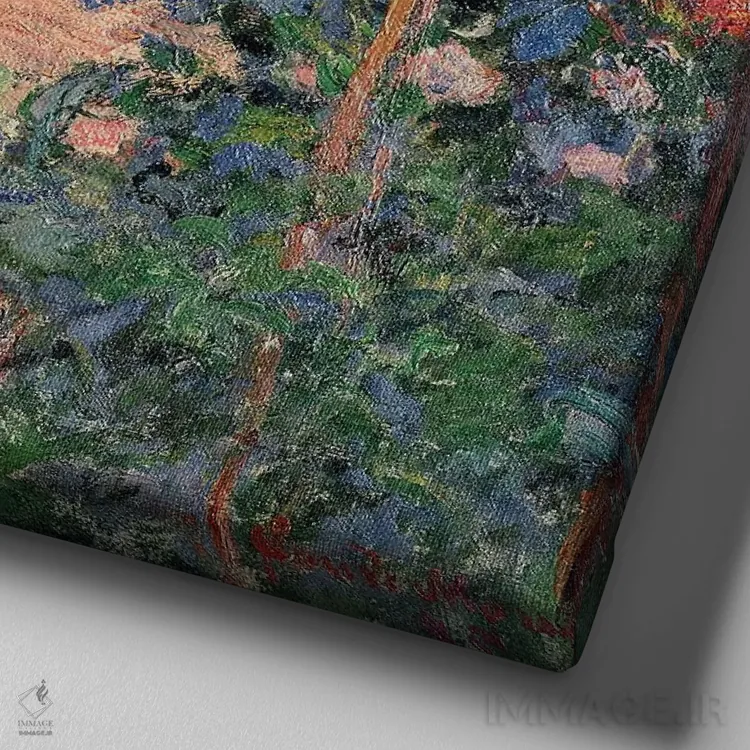 تابلو باغ در ژیورنی، ۱۸۹۵ اثر کلود مونه (نقاش معروف فرانسوی) - نمای نزدیک بافت بوم