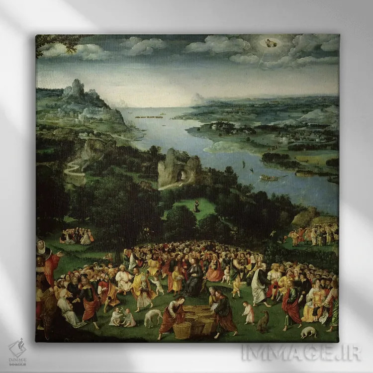 تابلو سیر کردن پنج هزار نفر (روایت کتاب مقدس) اثر یواخیم پاتینیر - نمای روبهرو روی دیوار