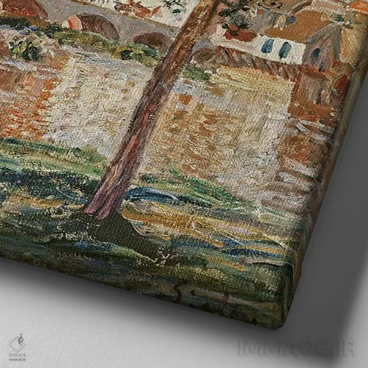 تابلو رود لوئن در مورِت، صبح سپتامبر اثر آلفرد سیسلی (نقاش امپرسیونیست انگلیسی-فرانسوی) - نمای نزدیک بافت بوم