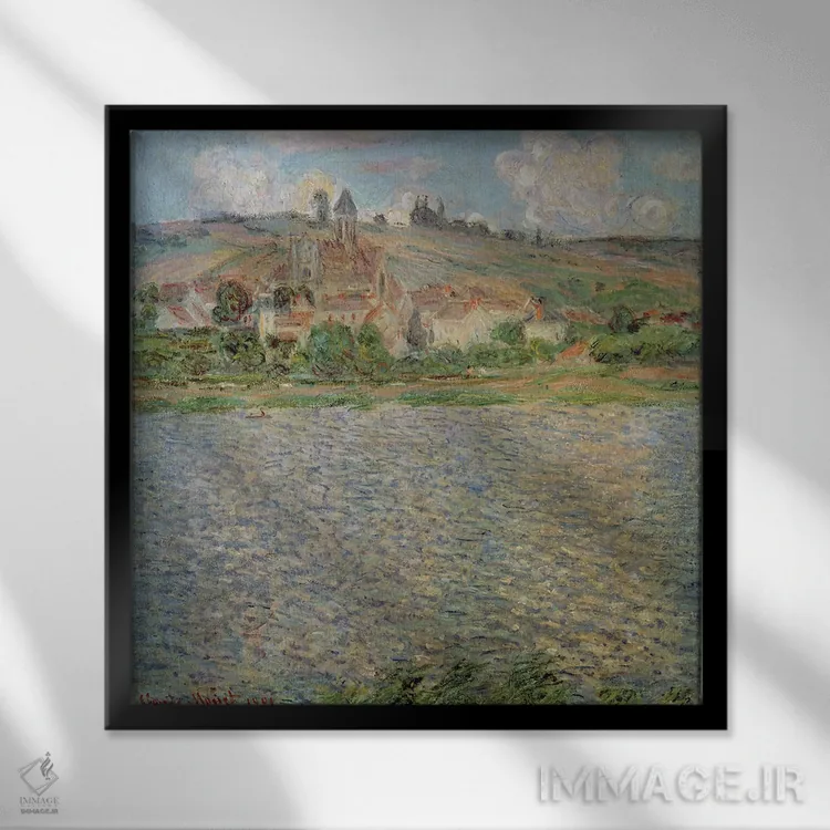 تابلو وتهیو، ۱۹۰۱ (شهر فرانسه) اثر کلود مونه (نقاش معروف فرانسوی) - نمای قابدار مشکی