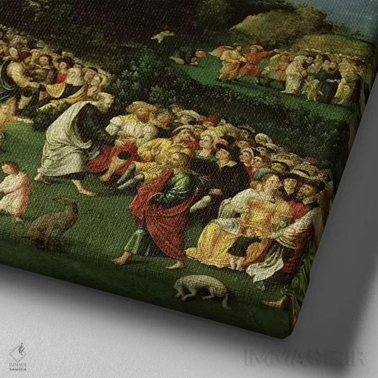 تابلو سیر کردن پنج هزار نفر (روایت کتاب مقدس) اثر یواخیم پاتینیر - نمای نزدیک بافت بوم