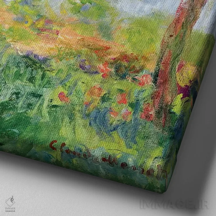 تابلو بهار در ژیورنی، ۱۹۰۳ اثر کلود مونه (نقاش معروف فرانسوی) - نمای نزدیک بافت بوم