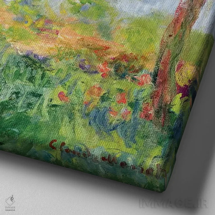 تابلو بهار در ژیورنی، ۱۹۰۳ اثر کلود مونه (نقاش معروف فرانسوی) - نمای نزدیک بافت بوم
