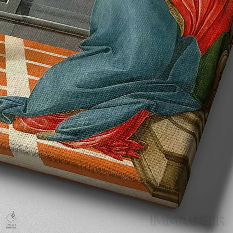 تابلو بشارت چستلو (اثر معنویتی) اثر ساندرو بوتیچلی (نقاش رنسانس ایتالیا) - نمای نزدیک بافت بوم