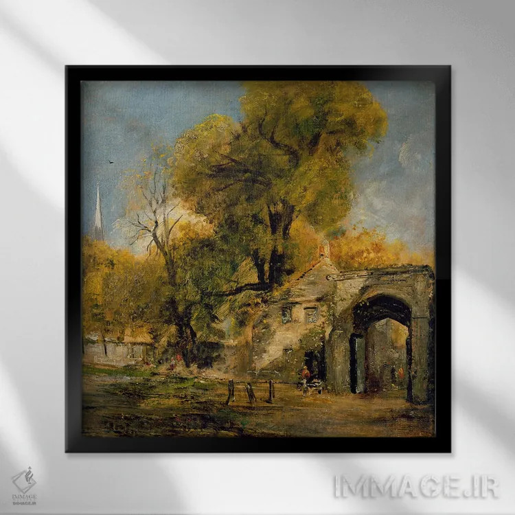 تابلو دروازه هارنهام، سالزبری، حدود ۱۸۲۰-۲۱ اثر جان کانستبل (نقاش انگلیسی) - نمای قابدار مشکی