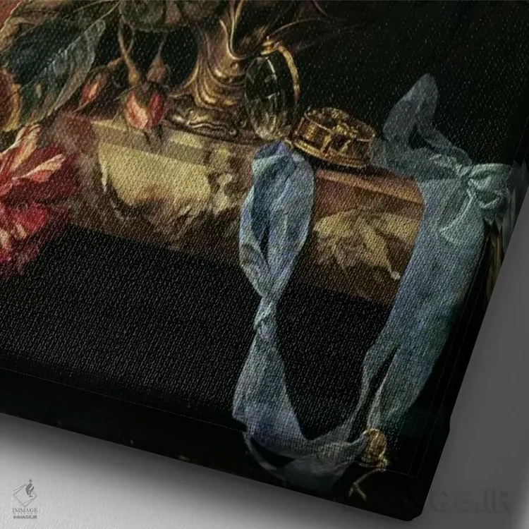 تابلو طبیعت بیجان با شقایقها و رزها اثر ویلم فان الست (نقاش هلندی دوره باروک) - نمای نزدیک بافت بوم