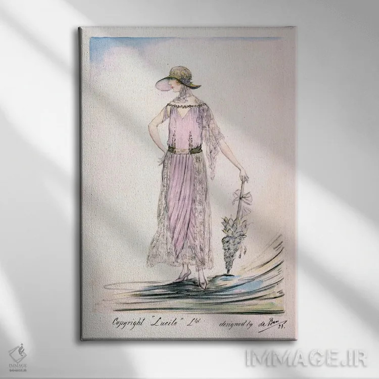 تابلو لباس روز، ۱۹۲۳ (چاپ سنگی رنگی) اثر هنرمند ناشناس - نمای روبهرو روی دیوار