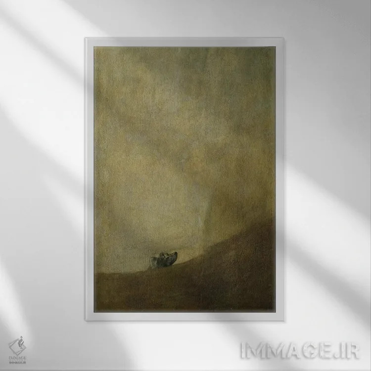 تابلو سگ، ۱۸۲۰-۲۳ اثر فرانسیسکو گویا (نقاش و چاپگر اسپانیایی) - نمای قابدار سفید