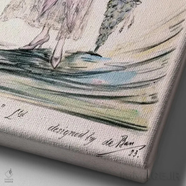 تابلو لباس روز، ۱۹۲۳ (چاپ سنگی رنگی) اثر هنرمند ناشناس - نمای نزدیک بافت بوم