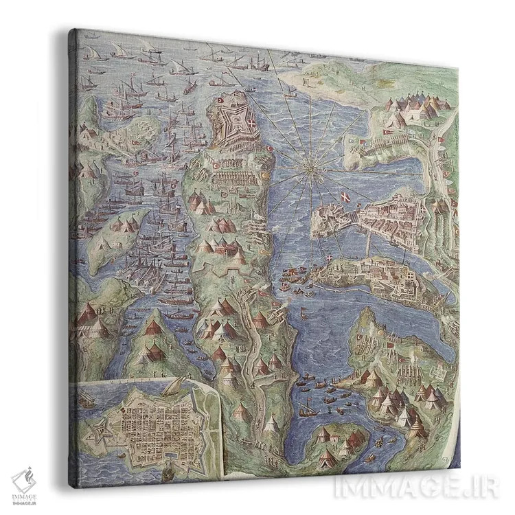 تابلو محاصرهٔ مالت (جزئیات از "گالری نقشهها")، ۱۵۸۰-۸۳ اثر مکتب ایتالیایی (سبک هنری) - نمای پرسپکتیو محصول