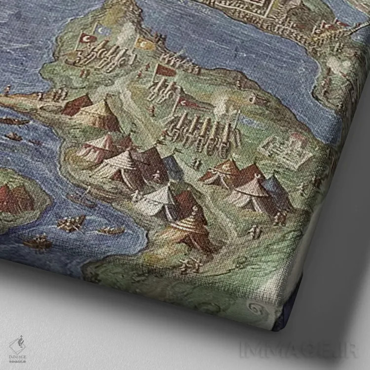 تابلو محاصرهٔ مالت (جزئیات از "گالری نقشهها")، ۱۵۸۰-۸۳ اثر مکتب ایتالیایی (سبک هنری) - نمای نزدیک بافت بوم