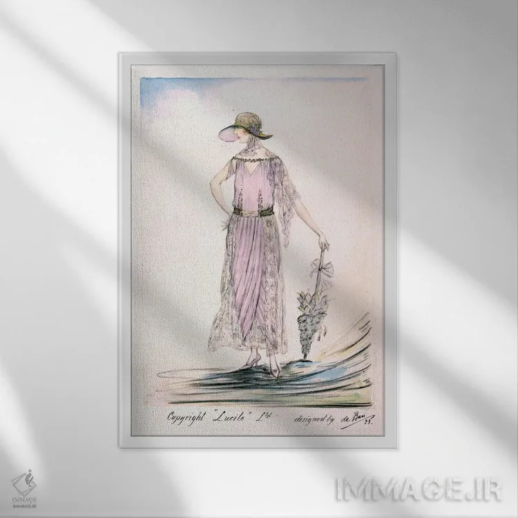 تابلو لباس روز، ۱۹۲۳ (چاپ سنگی رنگی) اثر هنرمند ناشناس - نمای قابدار سفید