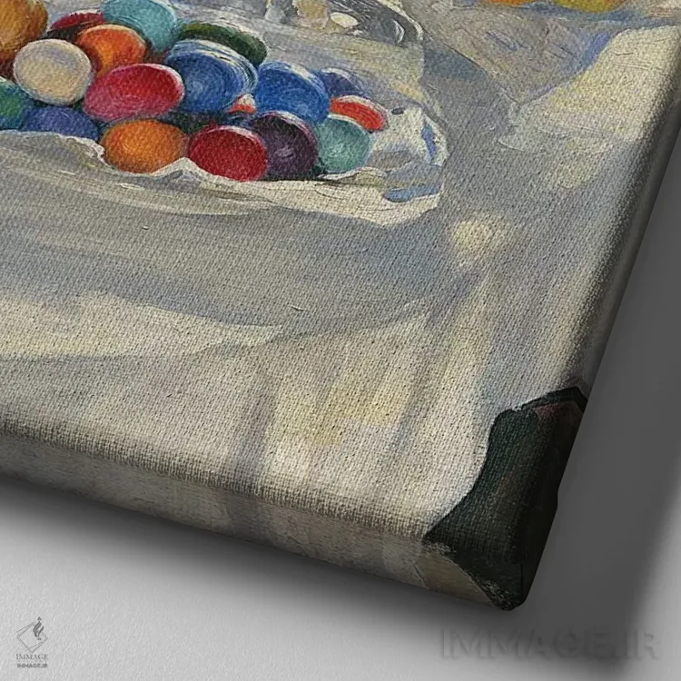 تابلو سفرهٔ عید پاک اثر الکساندر ولادیمیرویچ ماکوفسکی - نمای نزدیک بافت بوم