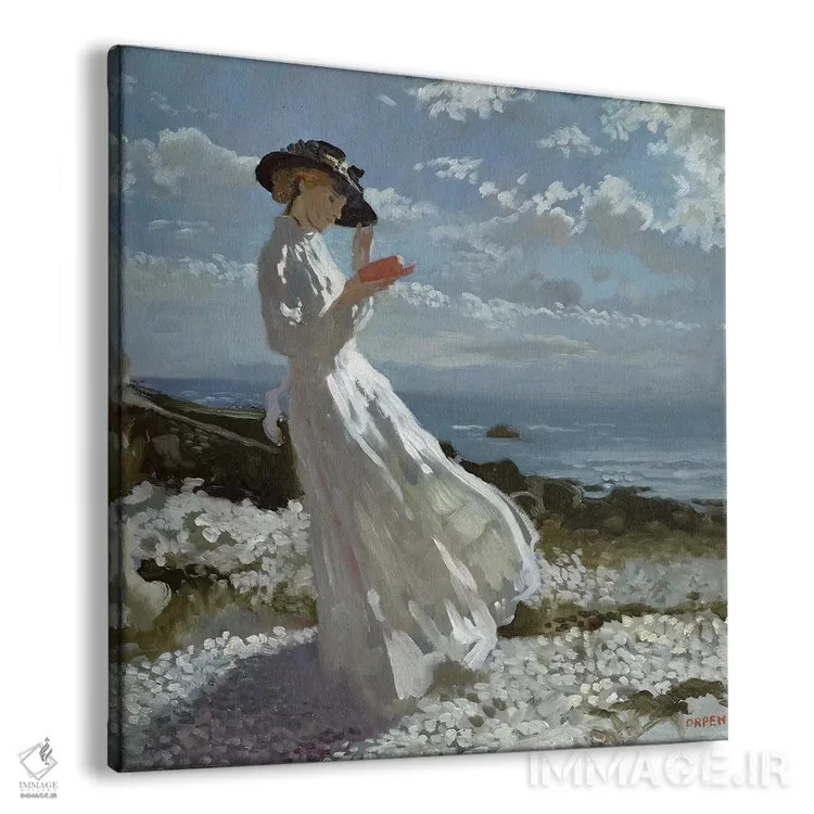 تابلو گریس در حال مطالعه در خلیج هوث اثر سر ویلیام اورپن (نقاش ایرلندی) - نمای پرسپکتیو محصول