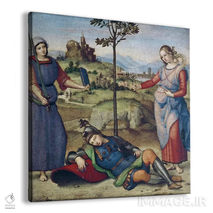 تابلو رؤیای یک شوالیه، حدود ۱۵۰۴ اثر رافائل (نقاش مشهور رنسانس) - نمای پرسپکتیو محصول