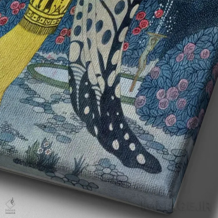 تابلو مدها (چاپ سنگی رنگی) اثر جورج باربیه (طراح و تصویرگر فرانسوی) - نمای نزدیک بافت بوم