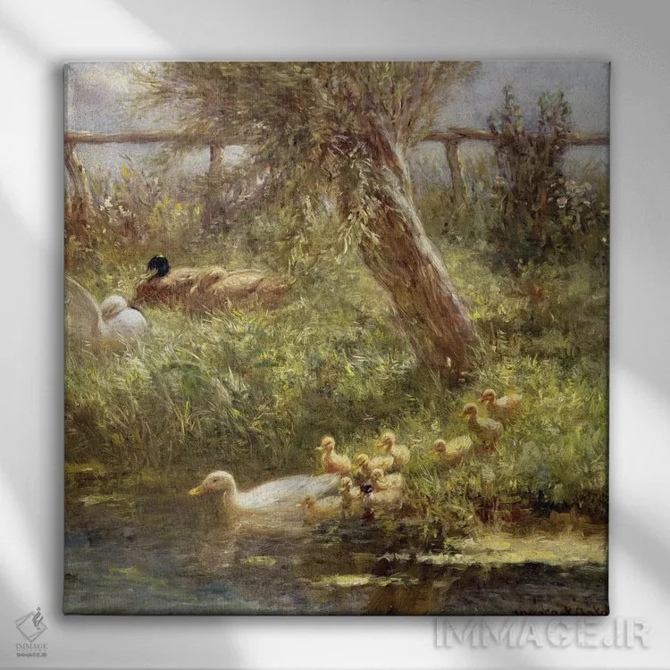 تابلو اردکها و جوجهاردکها اثر دیوید آدولف کنستانت آرتز - نمای روبهرو روی دیوار