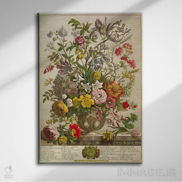 تابلو مه (از مجموعه "دوازده ماه گلها" اثر رابرت فربر) اثر پییتر کاستیلز - نمای روبهرو روی دیوار