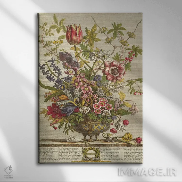 تابلو فوریه (از مجموعه "دوازده ماه گلها" اثر رابرت فربر) اثر پییتر کاستیلز - نمای روبهرو روی دیوار