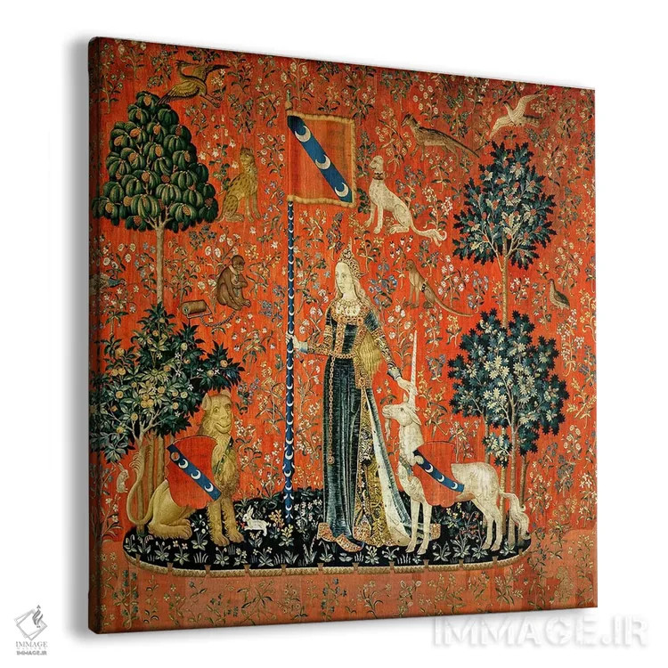 تابلو بانوی و تکشاخ: "لمس" اثر مکتب فرانسوی (سبک یا جریان هنری) - نمای پرسپکتیو محصول