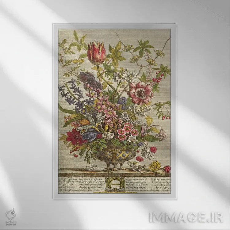 تابلو فوریه (از مجموعه "دوازده ماه گلها" اثر رابرت فربر) اثر پییتر کاستیلز - نمای قابدار سفید