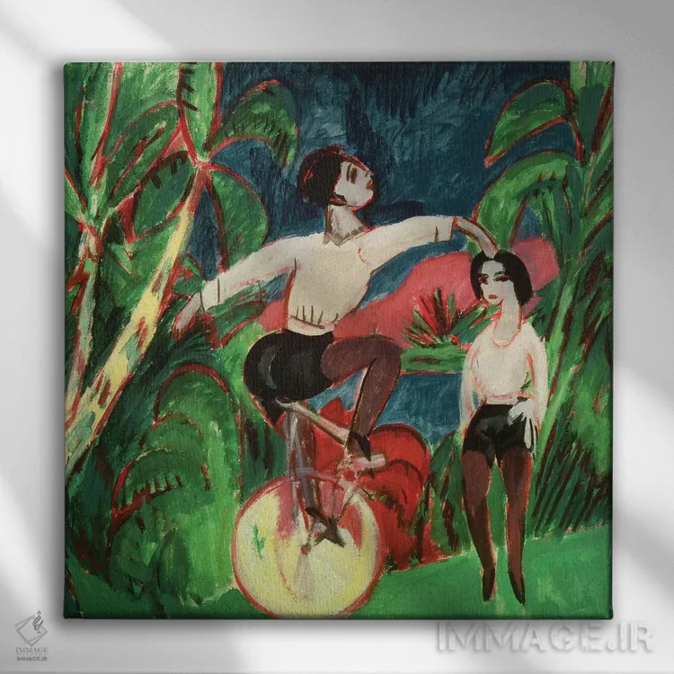 تابلو 1911,دوچرخهسوار تکچرخه، ۱۹۱۱ اثر ارنست لودویگ کیرشنر (نقاش اکسپرسیونیست آلمانی) - نمای روبهرو روی دیوار