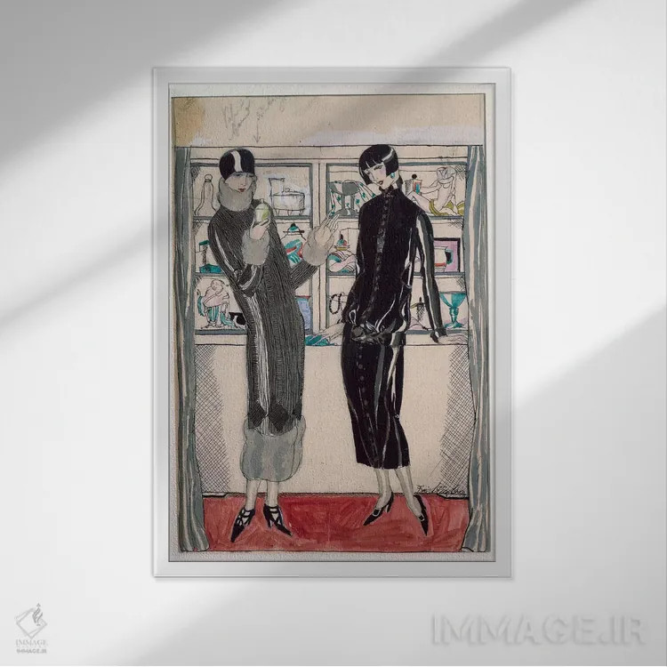تابلو by M. Friedlaender, watercolor,صفحه مد زنانه دهه ۲۰، اثر ام. فریدلندر، آبرنگ اثر هنرمند ناشناس - نمای قابدار سفید