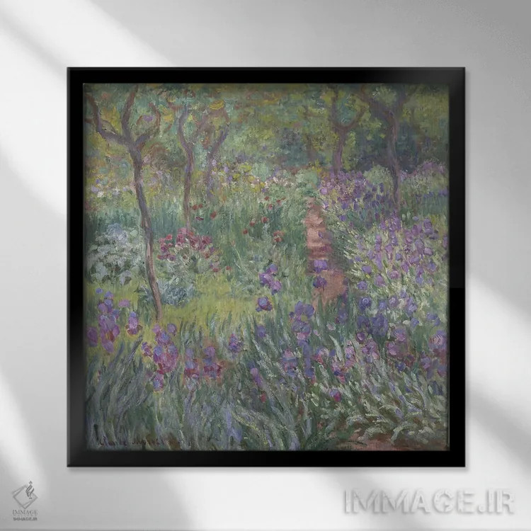 تابلو 1900,باغ هنرمند در ژیورنی، ۱۹۰۰ اثر کلود مونه (نقاش معروف فرانسوی) - نمای قابدار مشکی
