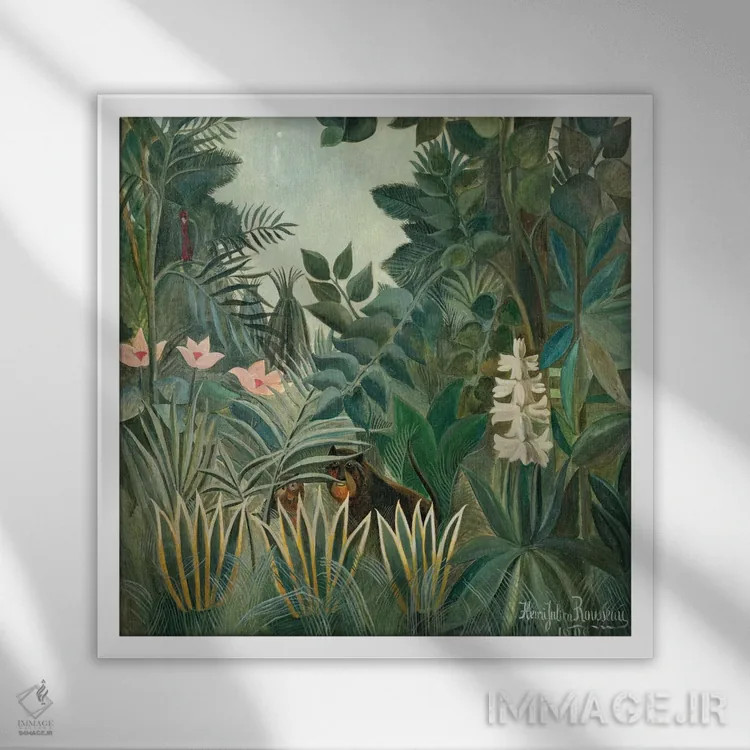 تابلو 1909,جنگل استوایی (نواحی استوا)، ۱۹۰۹ اثر آنری روسو - نمای قابدار سفید