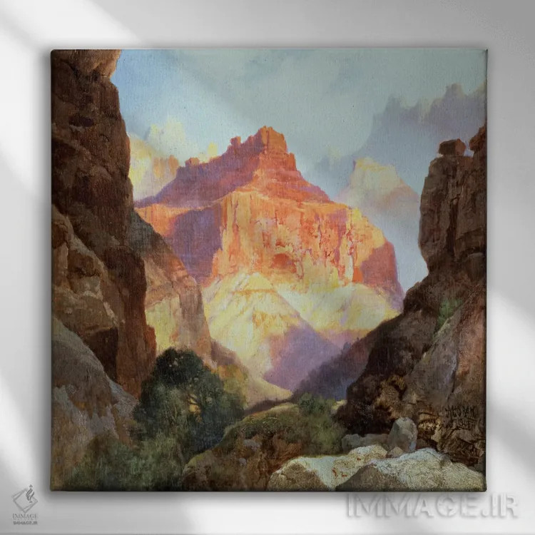 تابلو Grand Canyon of Arizona, 1917,زیر دیوار سرخ، گرند کنیون آریزونا، ۱۹۱۷ اثر توماس موران (نقاش منظره آمریکایی) - نمای روبهرو روی دیوار