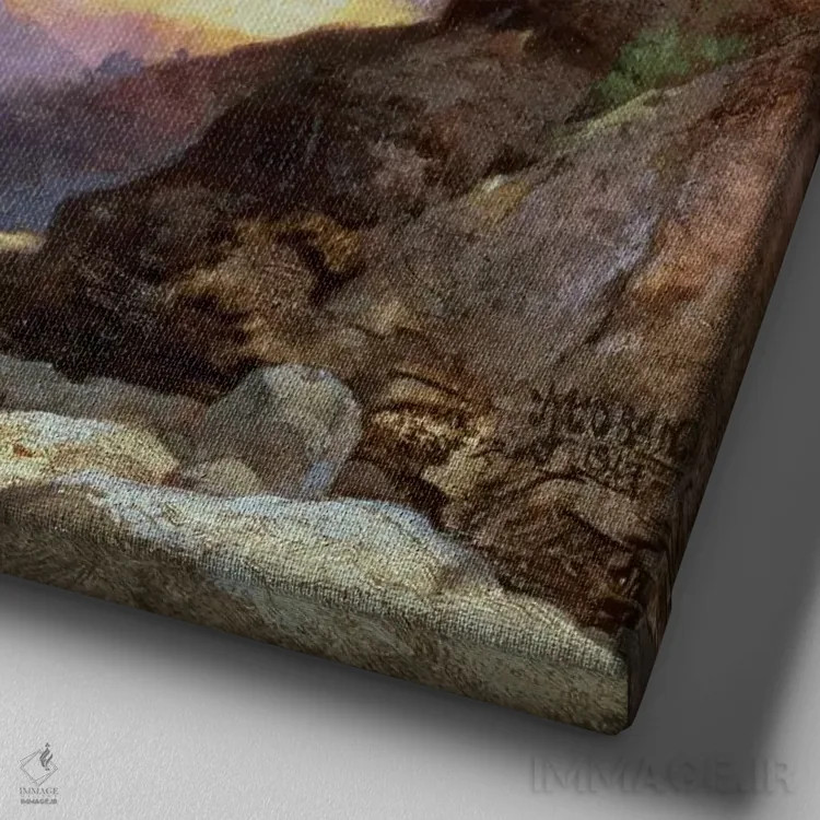 تابلو Grand Canyon of Arizona, 1917,زیر دیوار سرخ، گرند کنیون آریزونا، ۱۹۱۷ اثر توماس موران (نقاش منظره آمریکایی) - نمای نزدیک بافت بوم
