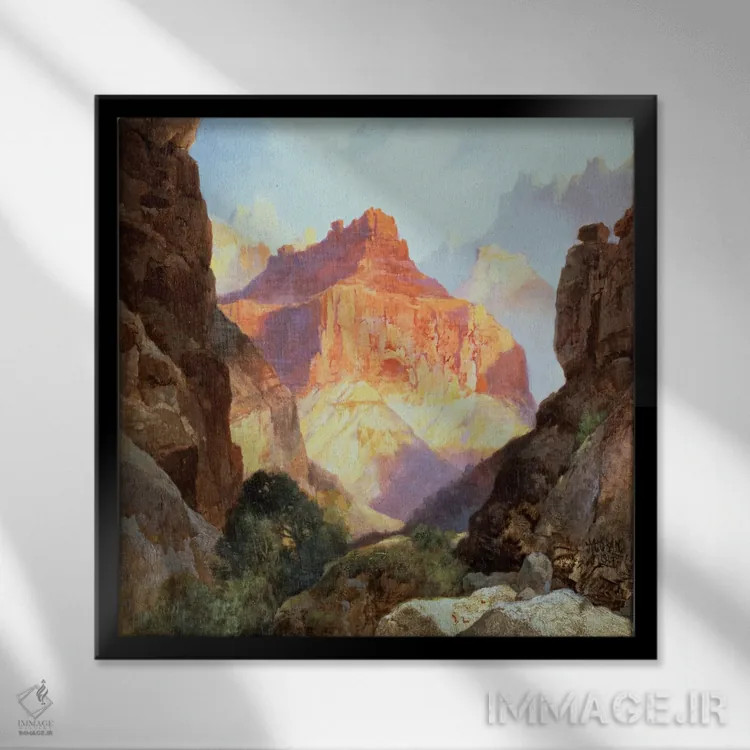 تابلو Grand Canyon of Arizona, 1917,زیر دیوار سرخ، گرند کنیون آریزونا، ۱۹۱۷ اثر توماس موران (نقاش منظره آمریکایی) - نمای قابدار مشکی