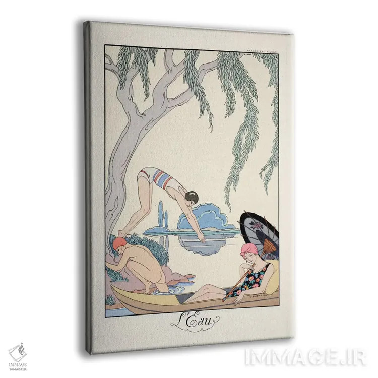 تابلو آب، از "فالبالا و فانفرلوش، سالنامهٔ مد زمان" اثر جورج باربیه (طراح و تصویرگر فرانسوی) - نمای پرسپکتیو محصول