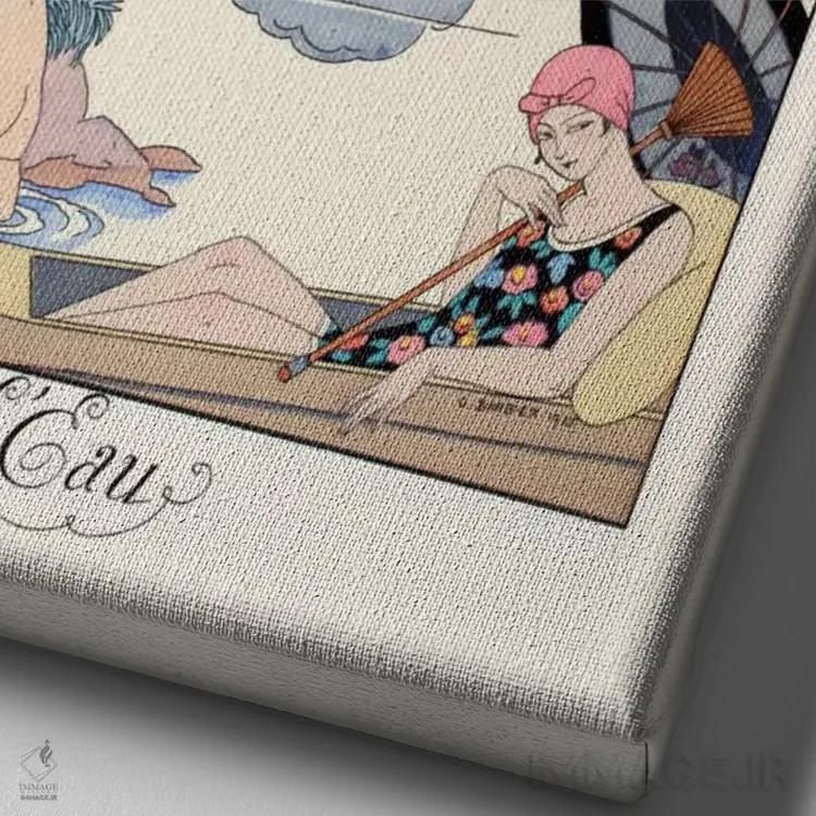 تابلو آب، از "فالبالا و فانفرلوش، سالنامهٔ مد زمان" اثر جورج باربیه (طراح و تصویرگر فرانسوی) - نمای نزدیک بافت بوم