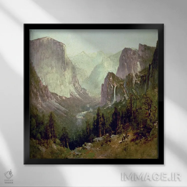 تابلو 1890,شکار در یوسمیتی، ۱۸۹۰ اثر توماس هیل - نمای قابدار مشکی