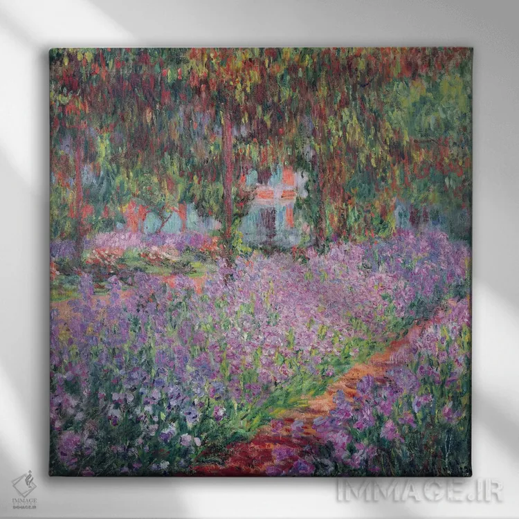تابلو باغ هنرمند در ژیورنی، ۱۹۰۰ اثر کلود مونه (نقاش معروف فرانسوی) - نمای روبهرو روی دیوار