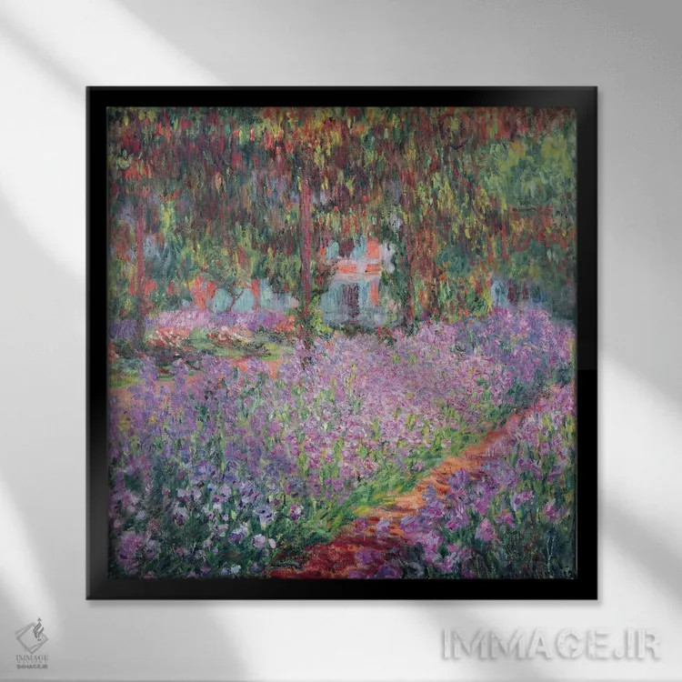 تابلو باغ هنرمند در ژیورنی، ۱۹۰۰ اثر کلود مونه (نقاش معروف فرانسوی) - نمای قابدار مشکی