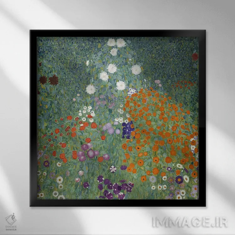 تابلو باغ روستایی (باغ کلبه)، ۱۹۰۷ اثر گوستاو کلیمت - نمای قابدار مشکی