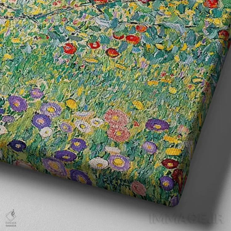 تابلو درخت سیب (آپلباوم)، ۱۹۱۲ اثر گوستاو کلیمت - نمای نزدیک بافت بوم