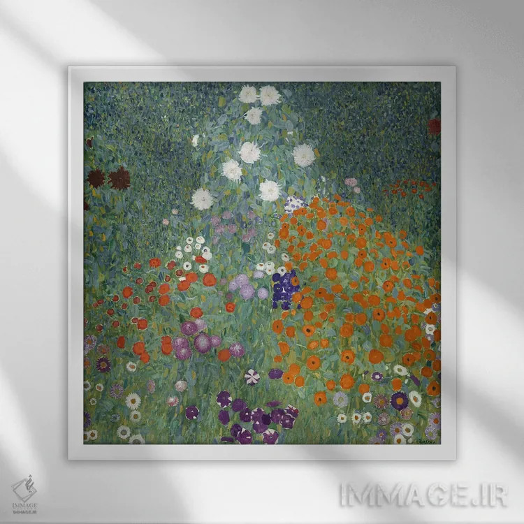 تابلو باغ روستایی (باغ کلبه)، ۱۹۰۷ اثر گوستاو کلیمت - نمای قابدار سفید