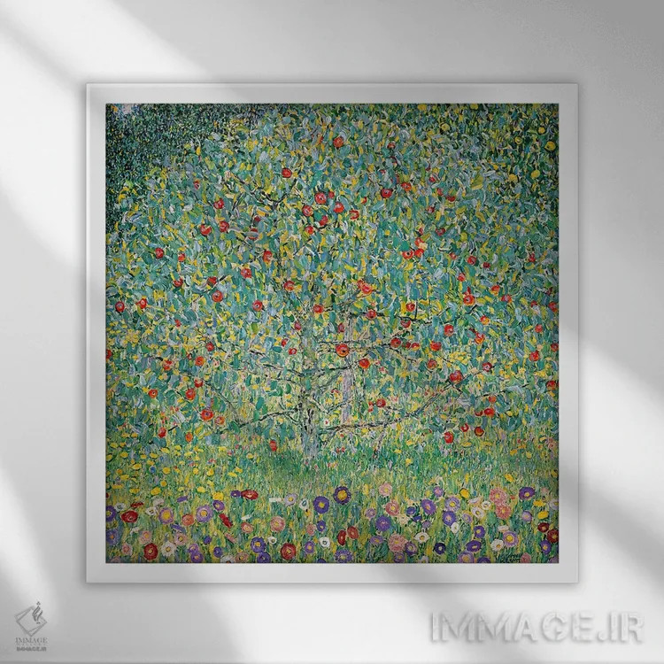 تابلو درخت سیب (آپلباوم)، ۱۹۱۲ اثر گوستاو کلیمت - نمای قابدار سفید