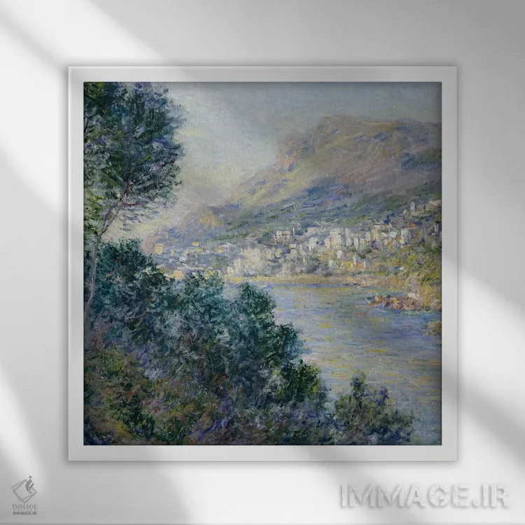 تابلو مونتکارلو، نمای کاپ مارتین، ۱۸۸۴ اثر کلود مونه (نقاش معروف فرانسوی) - نمای قابدار سفید