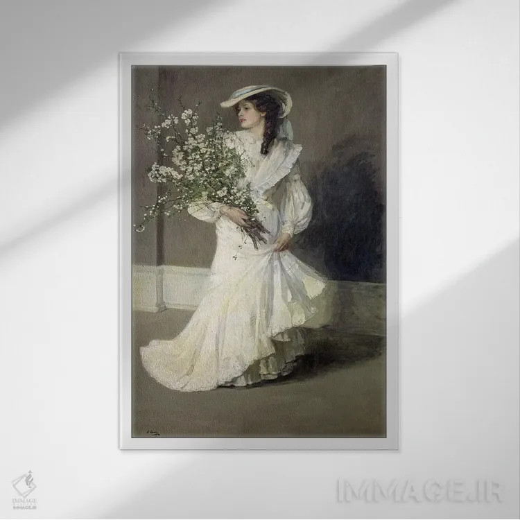 تابلو بهار اثر سر جان لاوری (نقاش ایرلندی) - نمای قابدار سفید