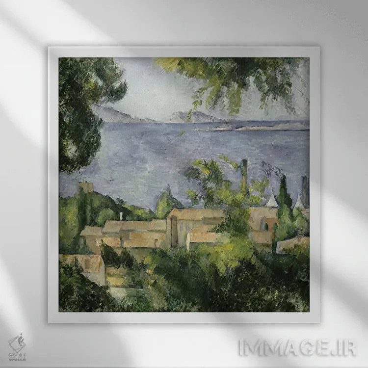 تابلو بامهای لستاک، ۱۸۸۳-۸۵ اثر پل سزان - نمای قابدار سفید