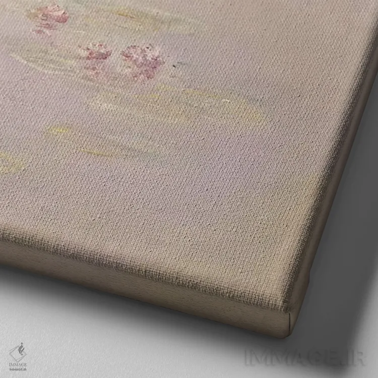 تابلو نیلوفرهای آبی، ژیورنی، ۱۹۰۸ اثر کلود مونه (نقاش معروف فرانسوی) - نمای نزدیک بافت بوم