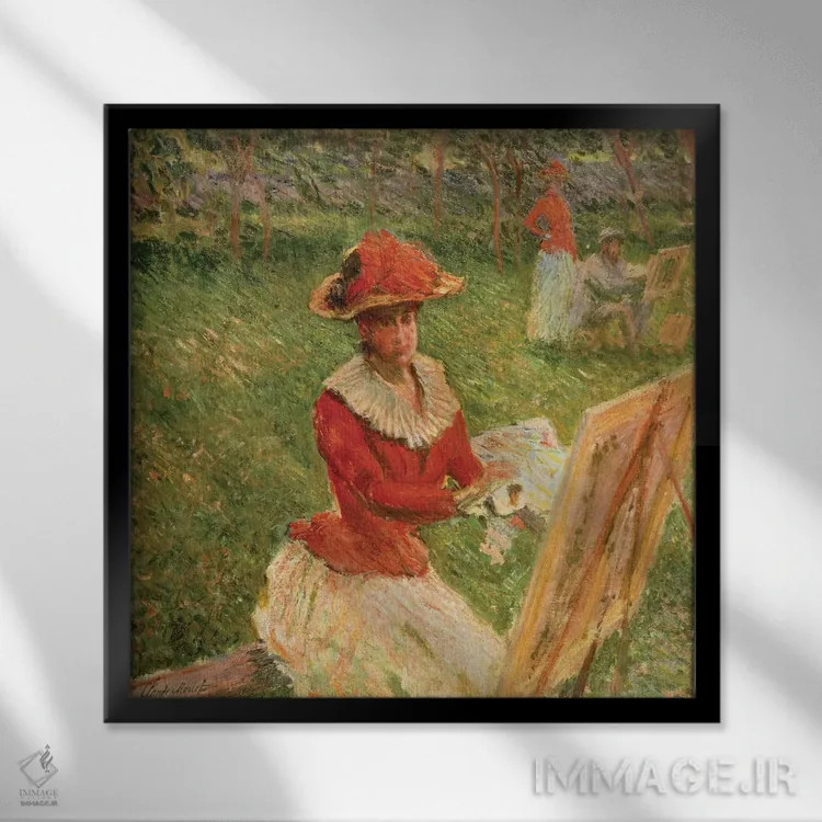 تابلو نقاشی بلانش هوشده، ۱۸۹۲ اثر کلود مونه (نقاش معروف فرانسوی) - نمای قابدار مشکی