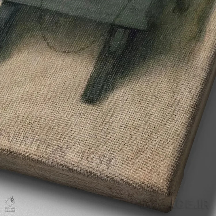 تابلو فنچ طلایی، ۱۶۵۴ اثر کارل فابریتیوس (نقاش هلندی) - نمای نزدیک بافت بوم