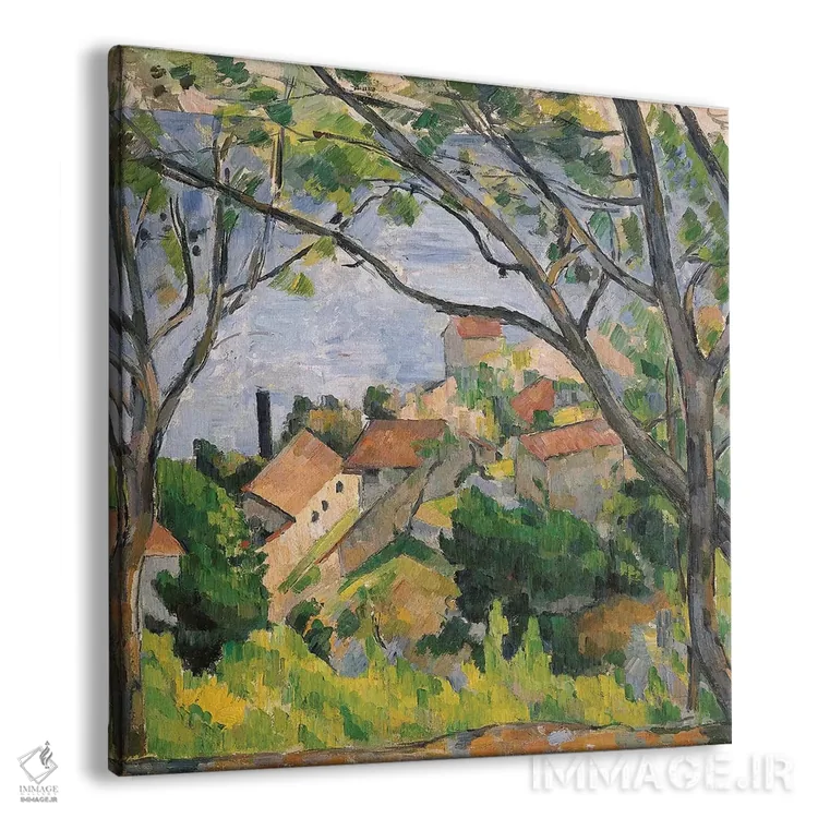 تابلو نمای لِستاگ از میان درختان، ۱۸۷۹ اثر پل سزان - نمای پرسپکتیو محصول