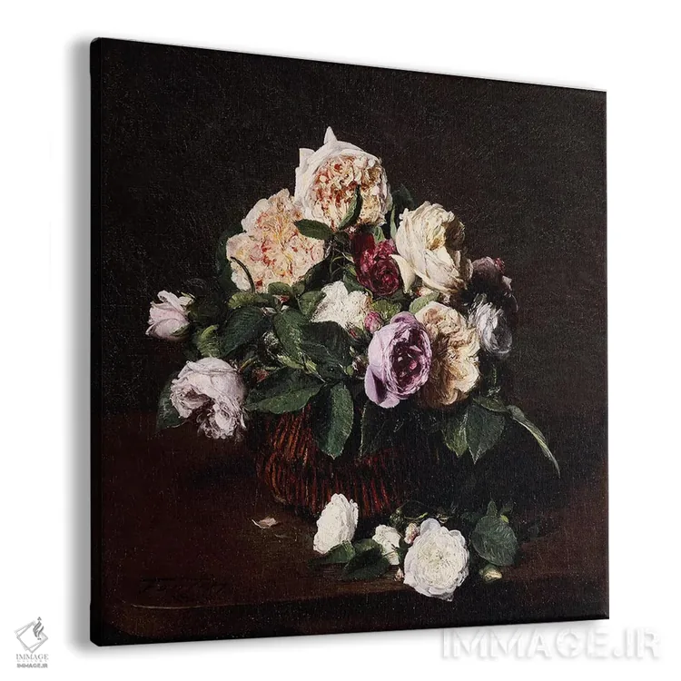 تابلو گلدان گل، ۱۸۷۶ اثر اگناس آنری ژان تئودور فانتن-لاتور - نمای پرسپکتیو محصول