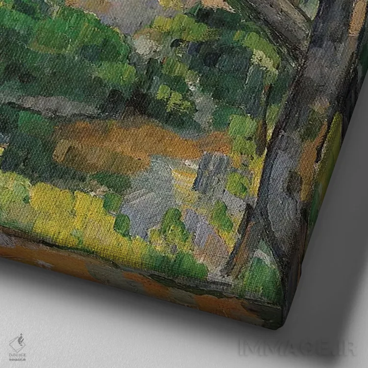 تابلو نمای لِستاگ از میان درختان، ۱۸۷۹ اثر پل سزان - نمای نزدیک بافت بوم